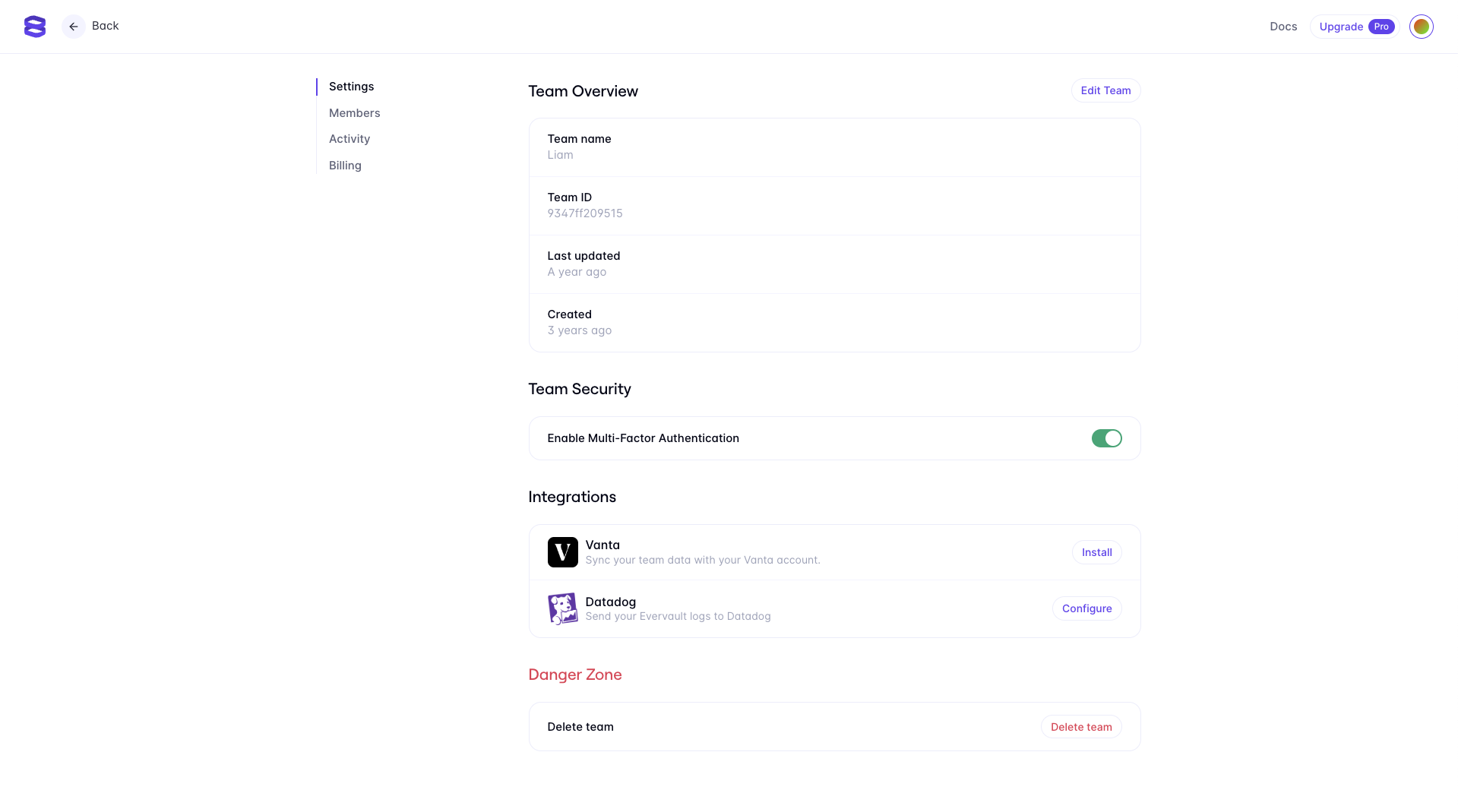 Datadog available on the integrations page