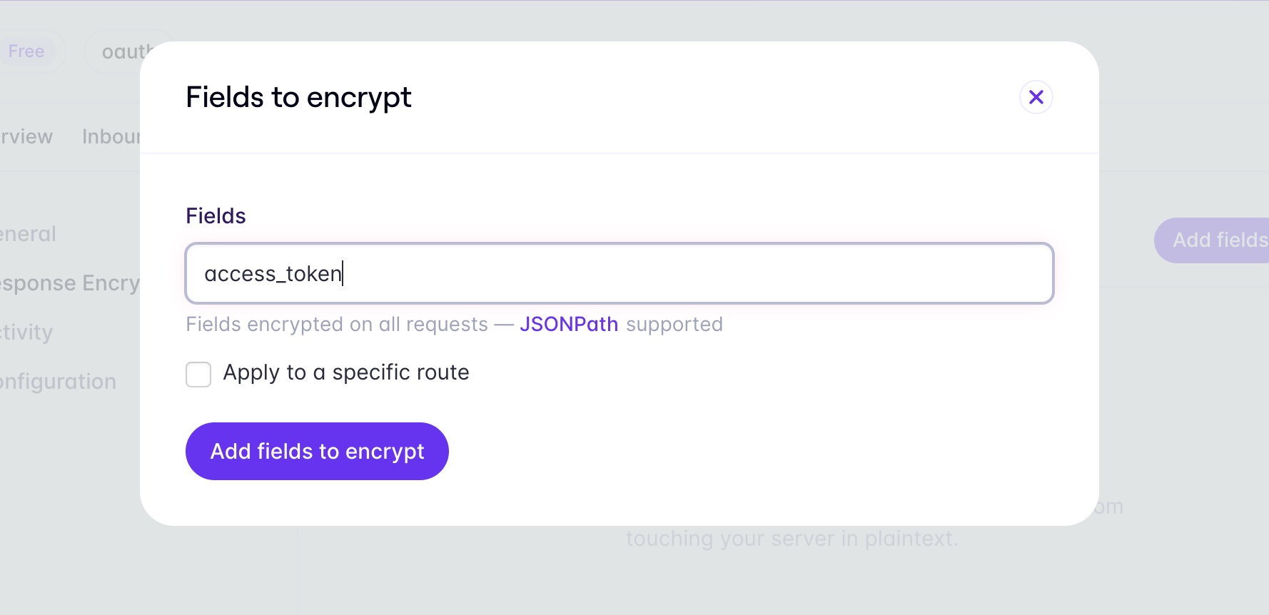 Evervault Outbound Relay add access token as a field to encrypt